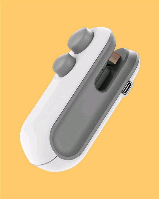 2IN1 Mini Sealing Machine USB Rechargable Heat Sealer Storage Bag Plastic Package Food Sealer Clip Bag Handheld Food Heat Sealer